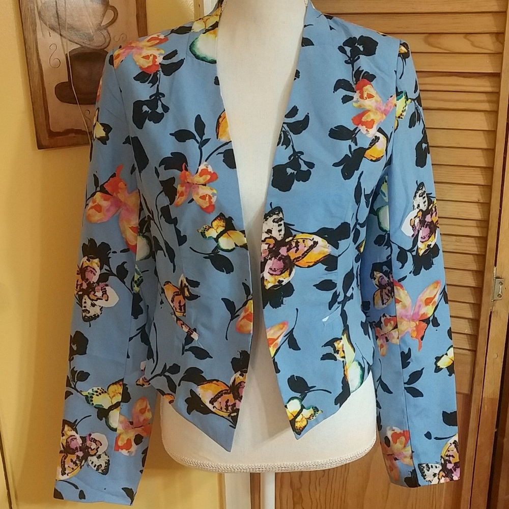 FOREVER TWENTYONE "LOVE TREE" Cropped Blazer L